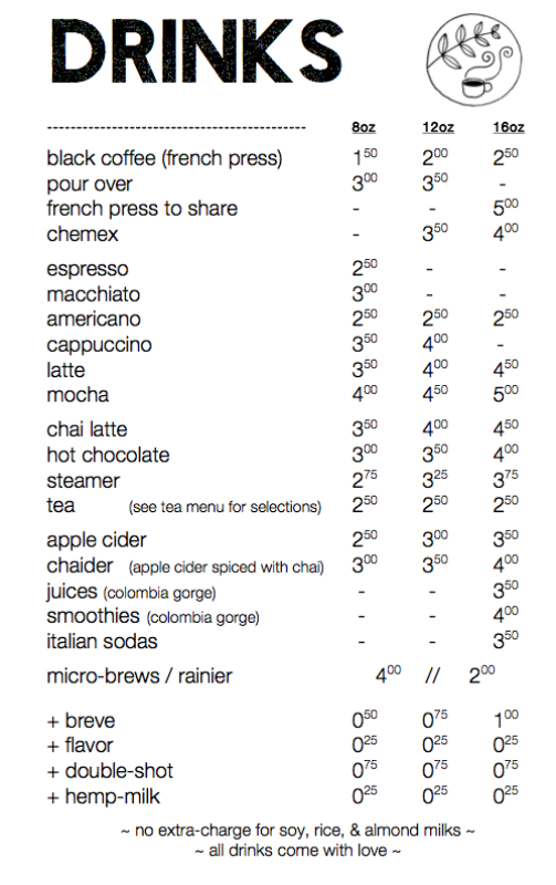 drink menu